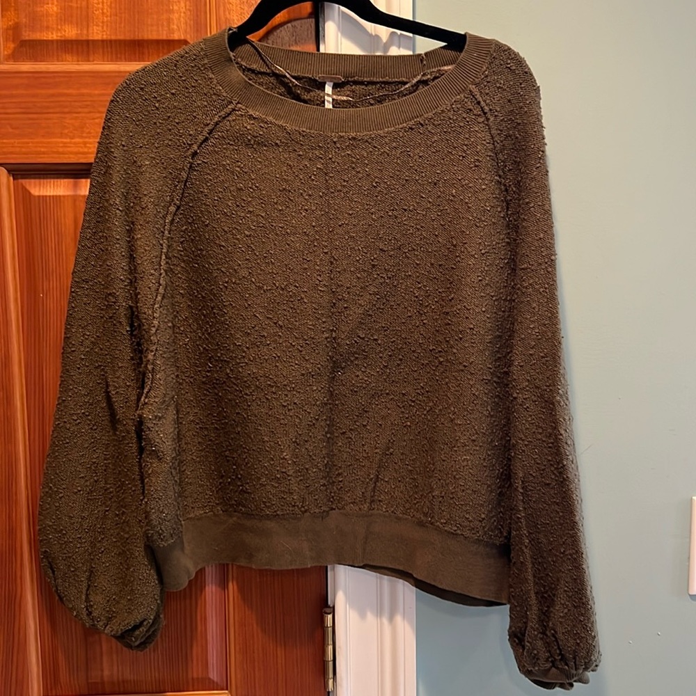 Free People boucle green sweatshirt